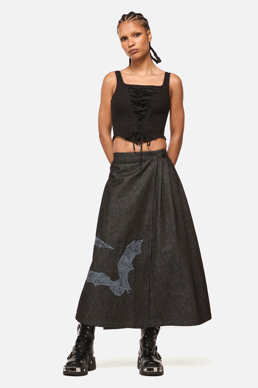 Black Friday - Batz Denim Midi Pleated Skirt - black