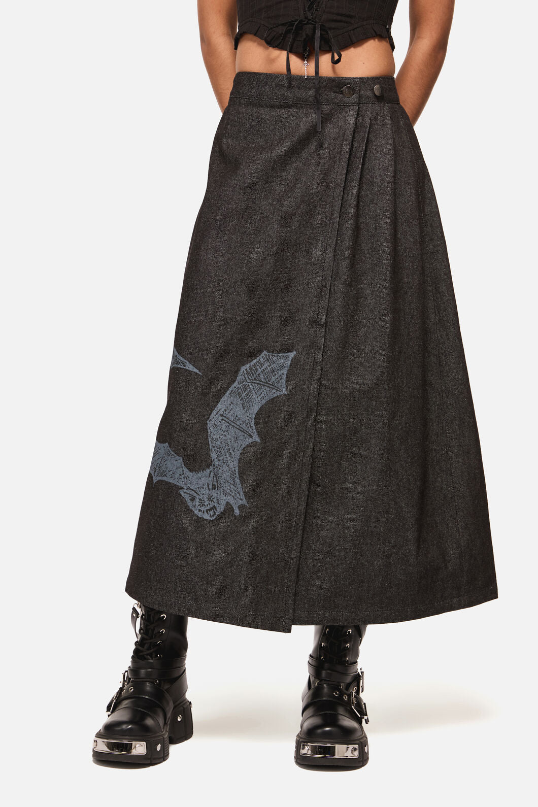 Black Friday - Batz Denim Midi Pleated Skirt - black