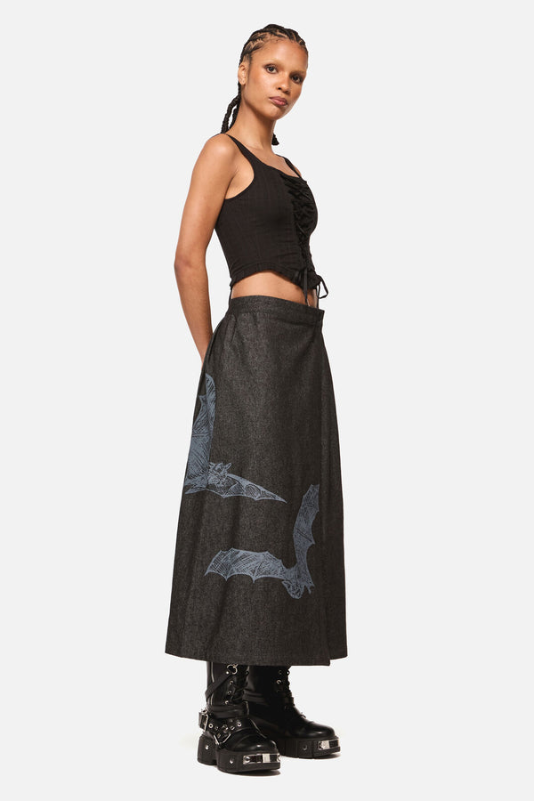 Black Friday - Batz Denim Midi Pleated Skirt - black