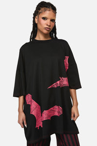 Black Friday - Batz Print Goth Oversized Tee - black