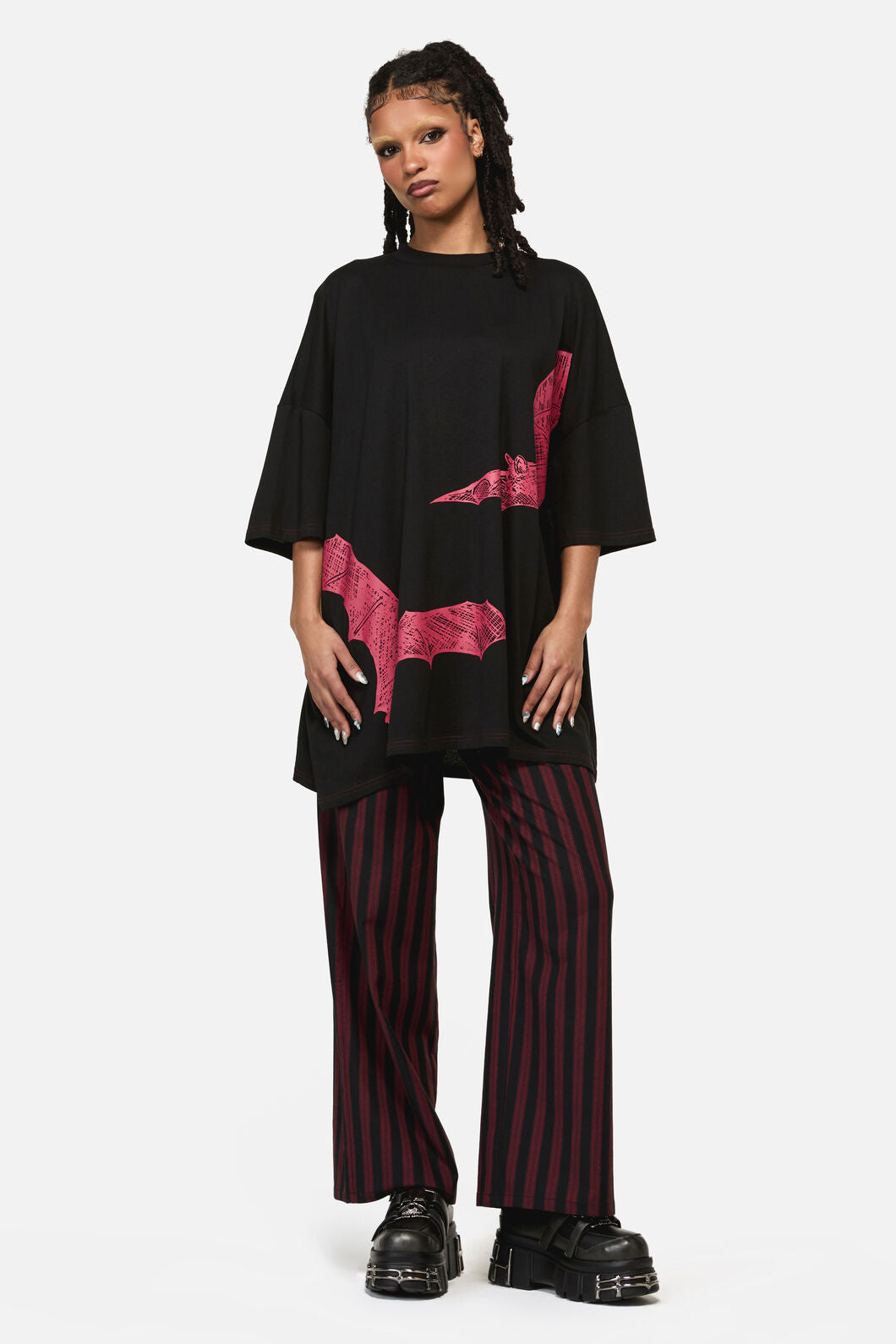 Black Friday - Batz Print Goth Oversized Tee - black