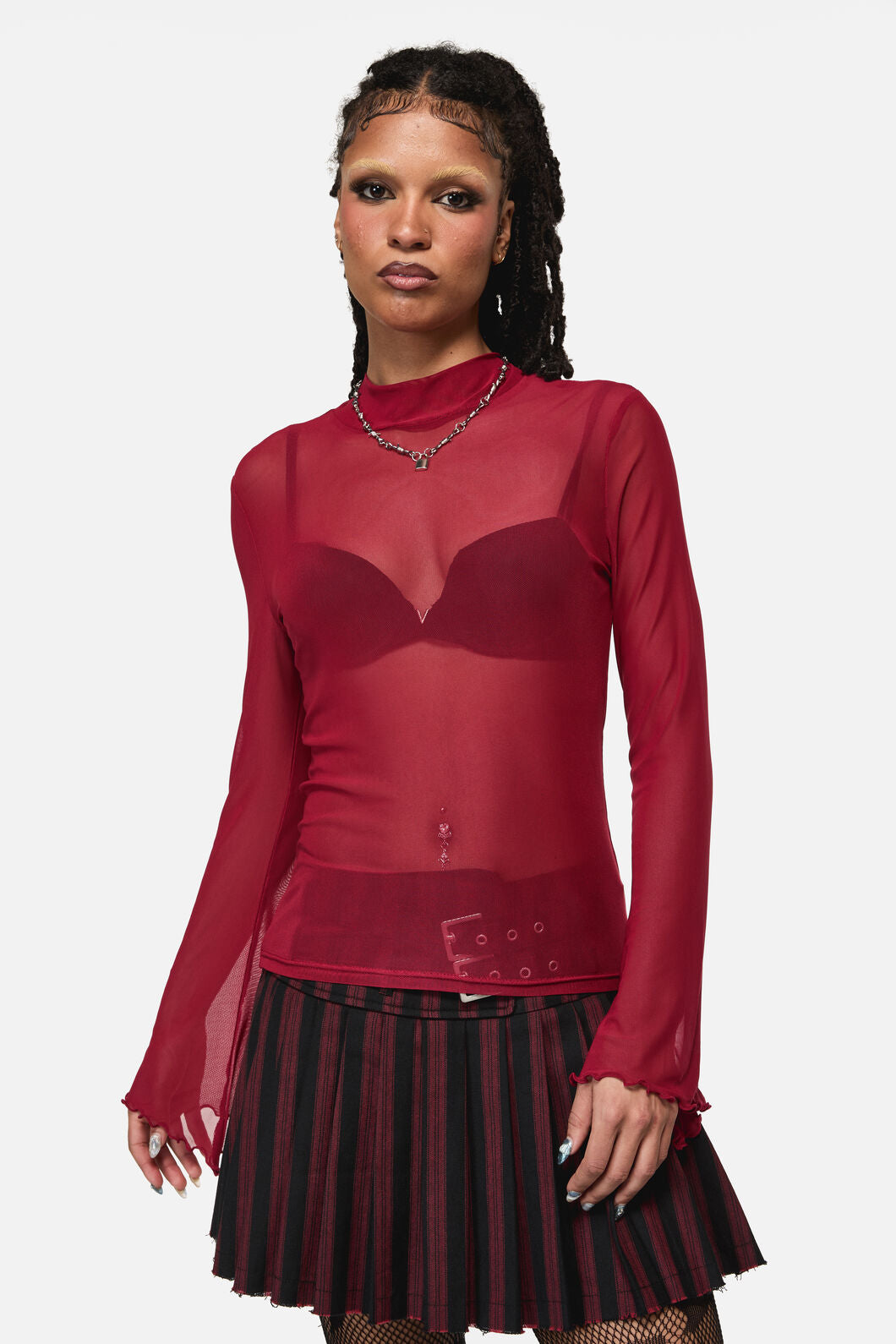 Black Friday - Batz Goth Mesh Top - red