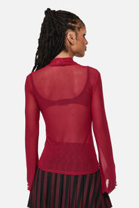 Black Friday - Batz Goth Mesh Top - red