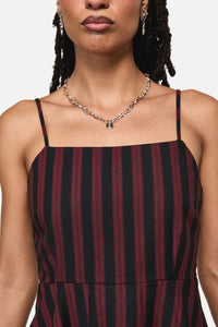 Black Friday - Sucker Pinstripe Goth Dress - black-red