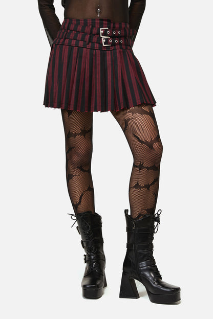 Black Friday - Sucker Pinstripe Goth Skirt - black-red
