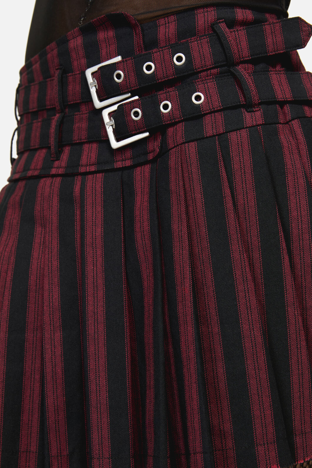 Black Friday - Sucker Pinstripe Goth Skirt - black-red