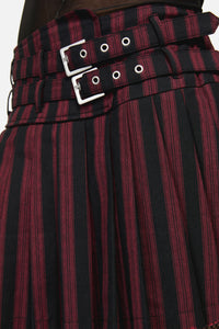 Black Friday - Sucker Pinstripe Goth Skirt - black-red
