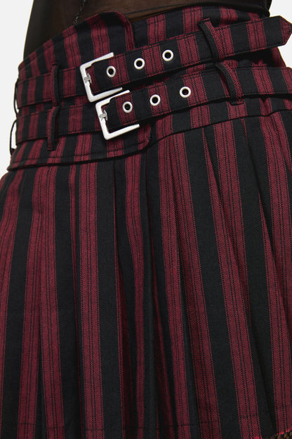 Black Friday - Sucker Pinstripe Goth Skirt - black-red