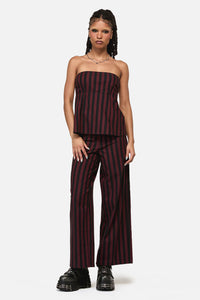 Black Friday - Sucker Pinstripe Strapless Top - black-red