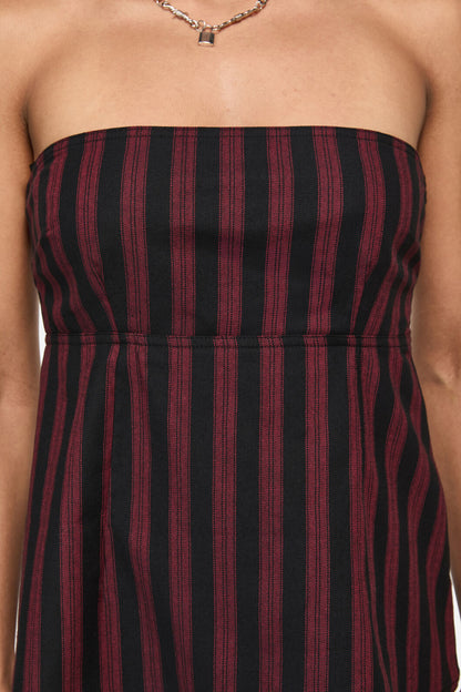 Black Friday - Sucker Pinstripe Strapless Top - black-red