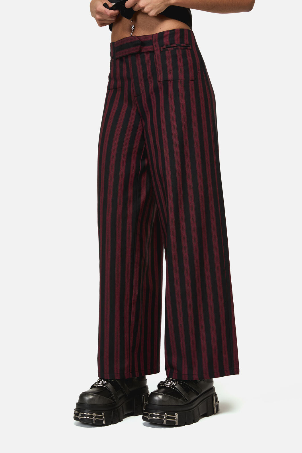 Black Friday - Sucker Pinstripe Goth Pant - black-red