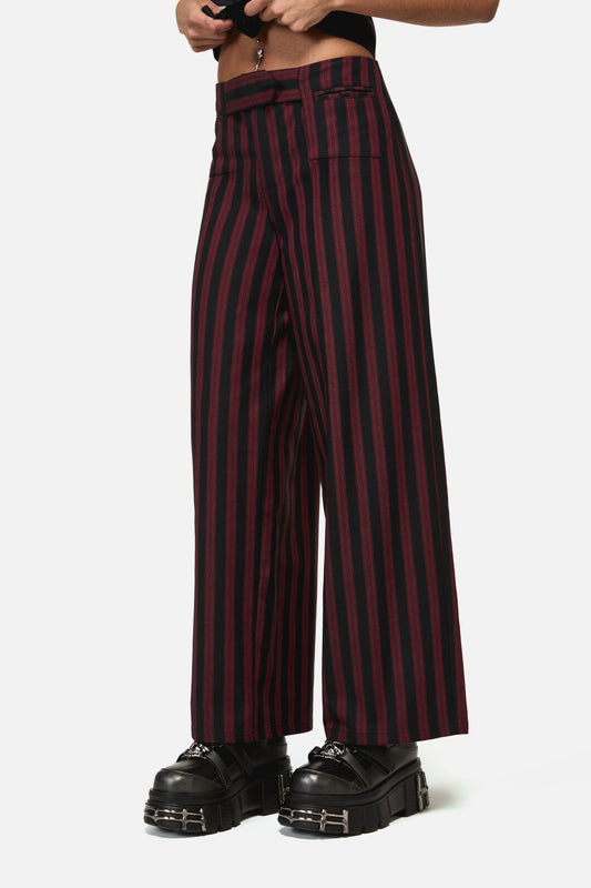 Black Friday - Sucker Pinstripe Goth Pant - black-red