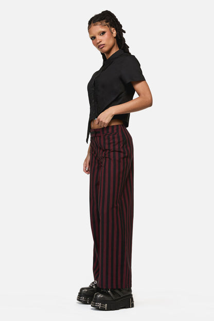 Black Friday - Sucker Pinstripe Goth Pant - black-red