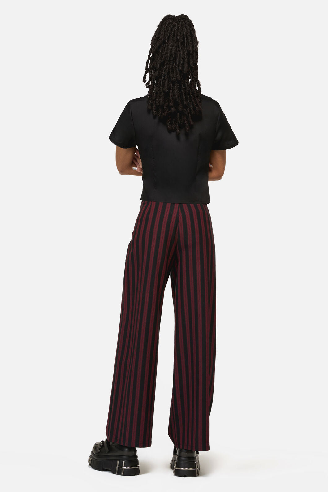 Black Friday - Sucker Pinstripe Goth Pant - black-red