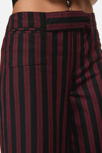 Black Friday - Sucker Pinstripe Goth Pant - black-red