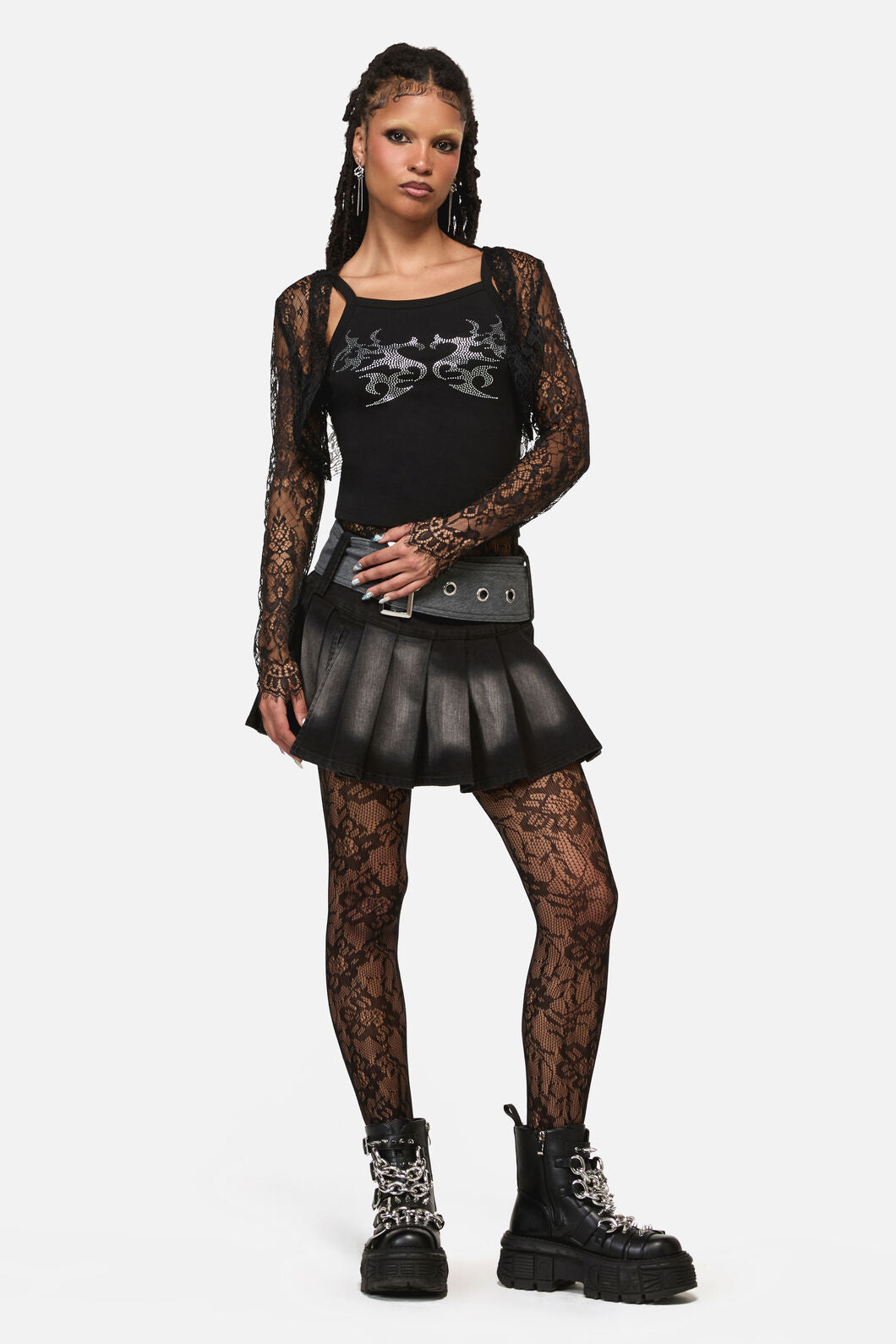 Black Friday - Ellen Lace Goth Sleeve Top - black