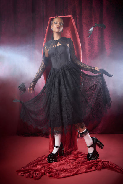 Black Friday - Ellen Lace Goth Formal Dress - black