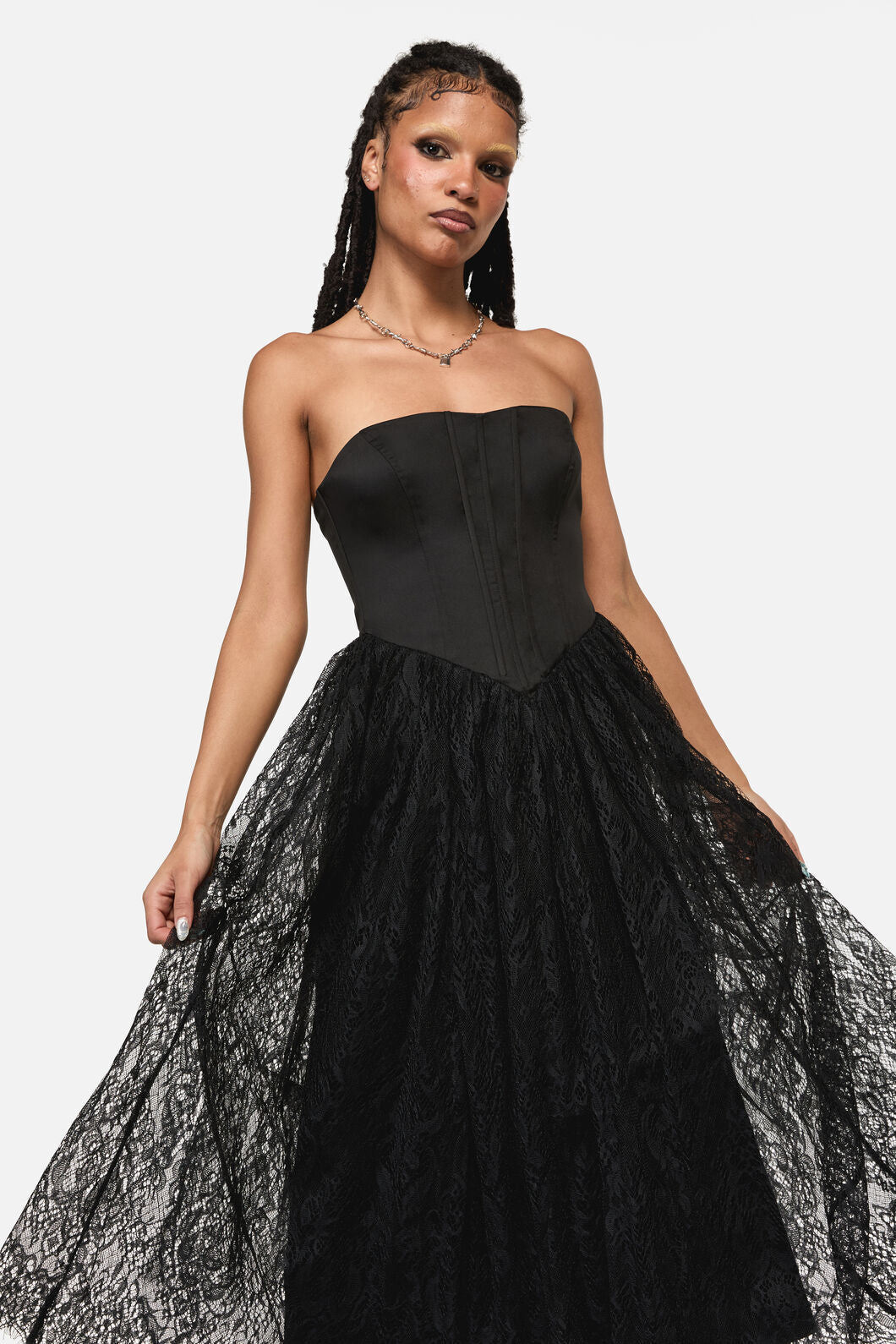 Black Friday - Ellen Lace Goth Formal Dress - black