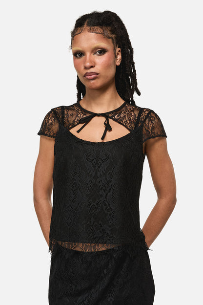 Black Friday - Ellen Lace Goth Formal Blouse - black