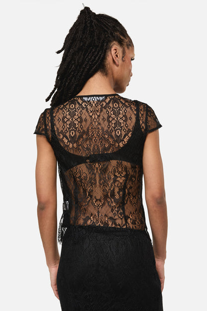 Black Friday - Ellen Lace Goth Formal Blouse - black