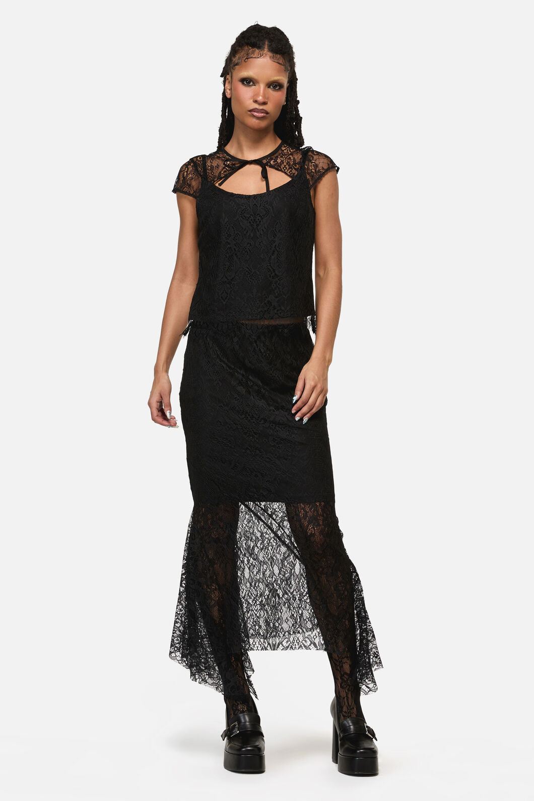 Black Friday - Ellen Lace Goth Formal Blouse - black