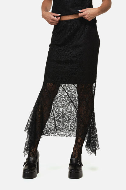 Black Friday - Ellen Lace Goth Formal Skirt - black