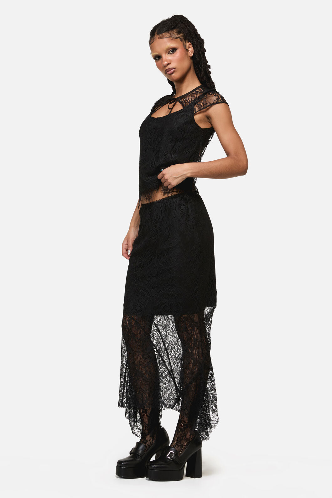 Black Friday - Ellen Lace Goth Formal Skirt - black