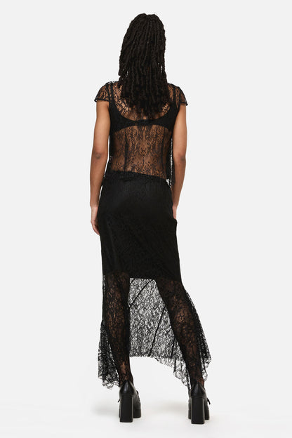 Black Friday - Ellen Lace Goth Formal Skirt - black