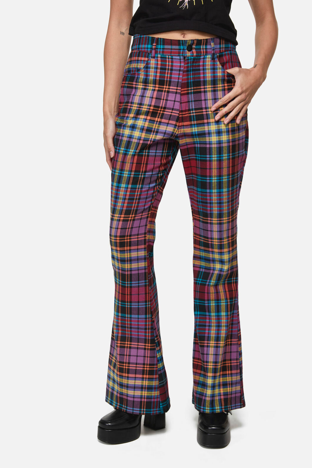 Black Friday - Nightminds Tartan Flare Pant - multi