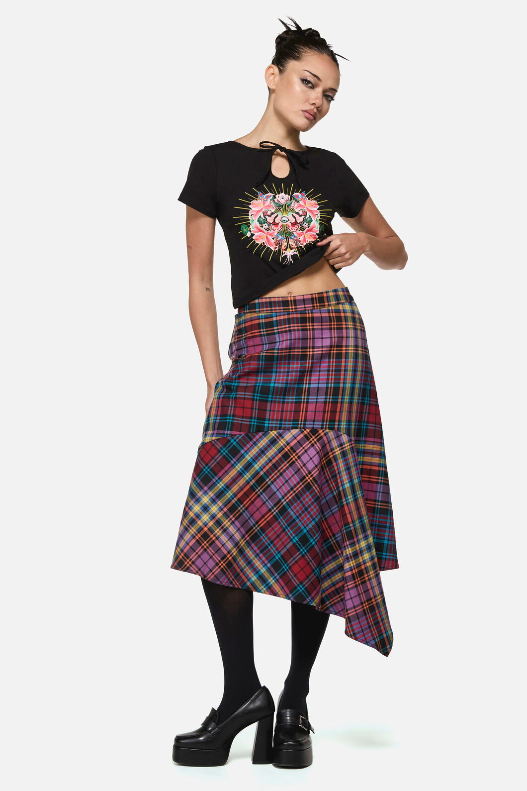 Black Friday - Nightminds Tartan Midi Skirt - multi