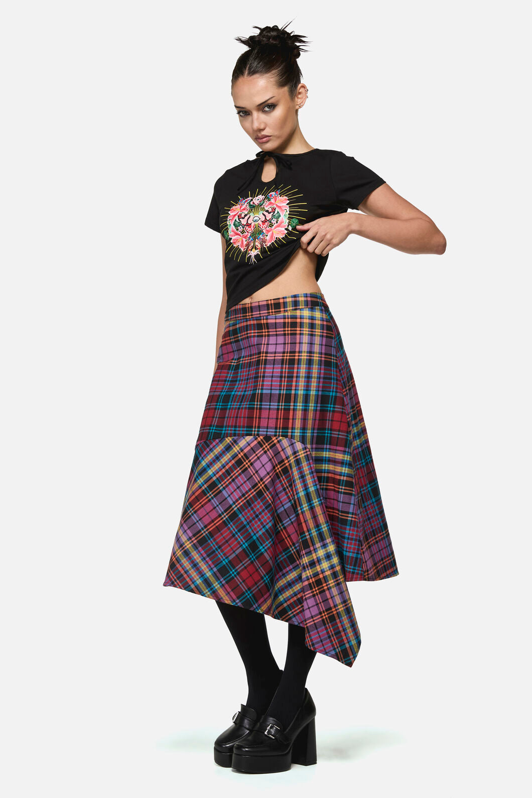 Black Friday - Nightminds Tartan Midi Skirt - multi