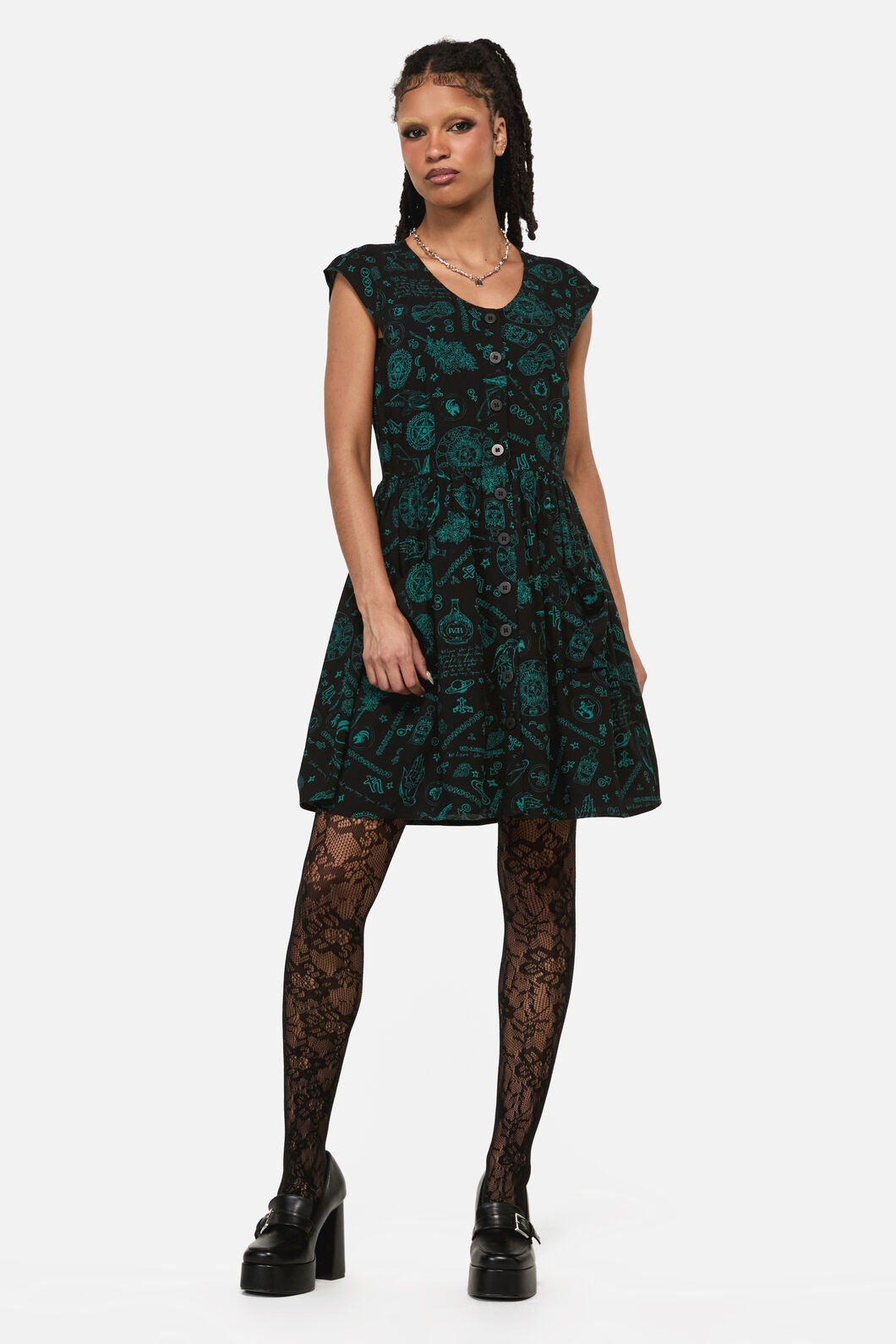 Black Friday - Spellbook Goth Print Dress - black