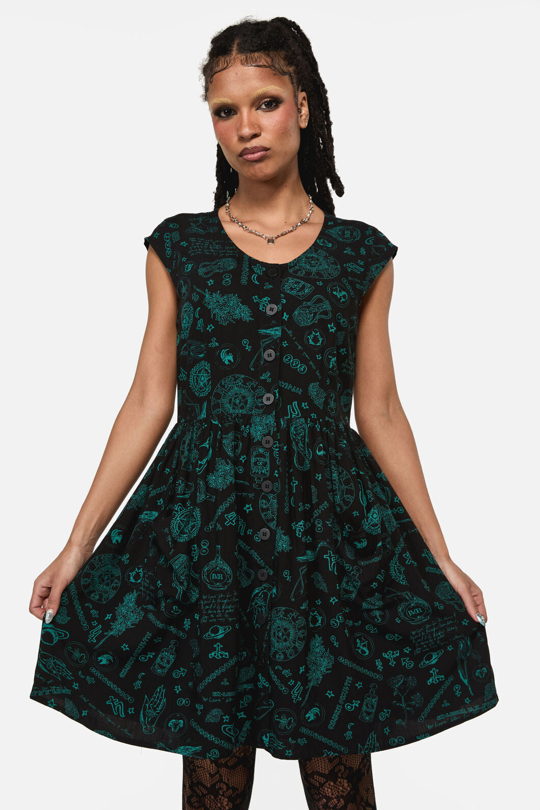 Black Friday - Spellbook Goth Print Dress - black