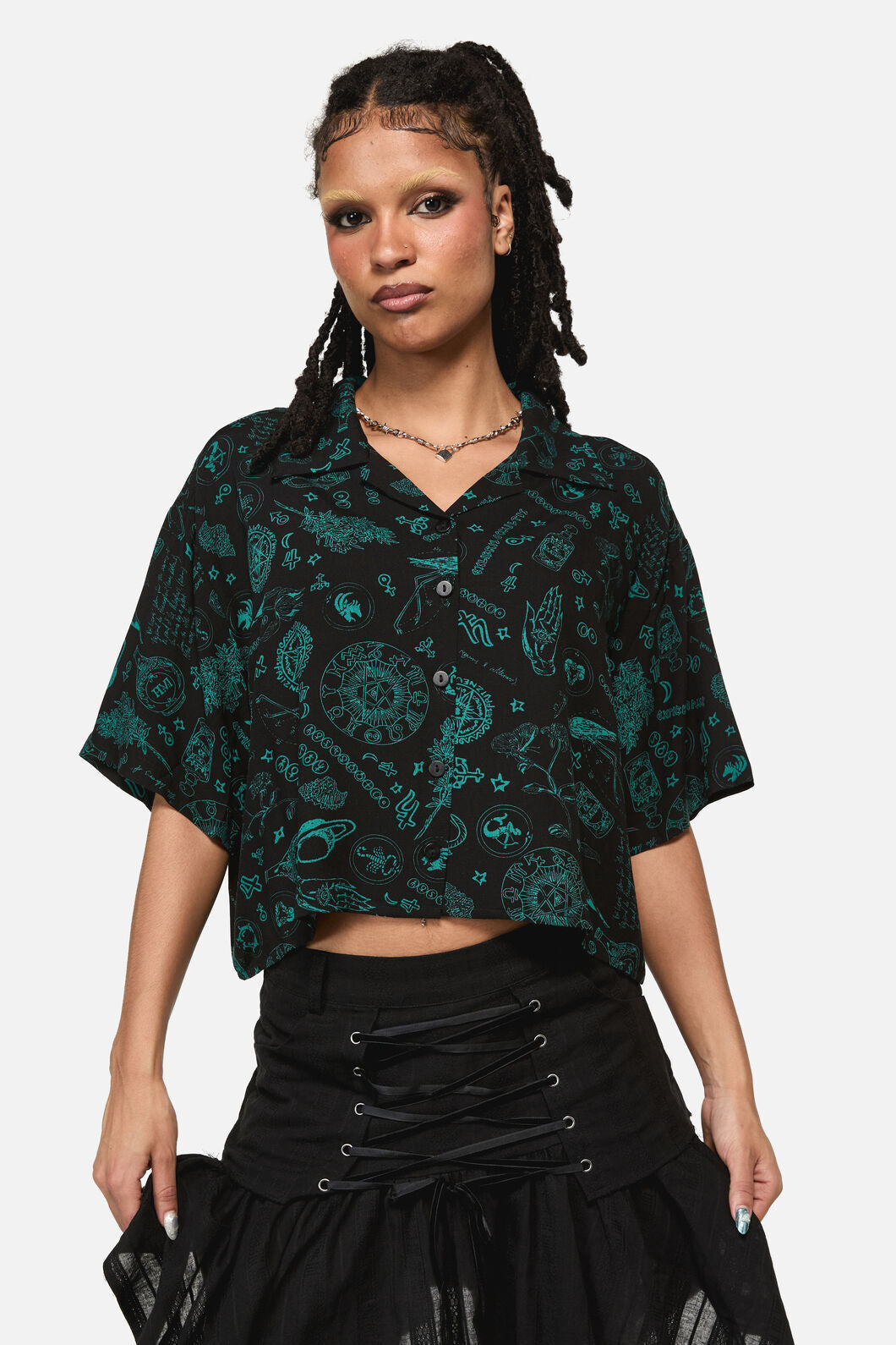 Black Friday - Spellbook Goth Print Blouse - black