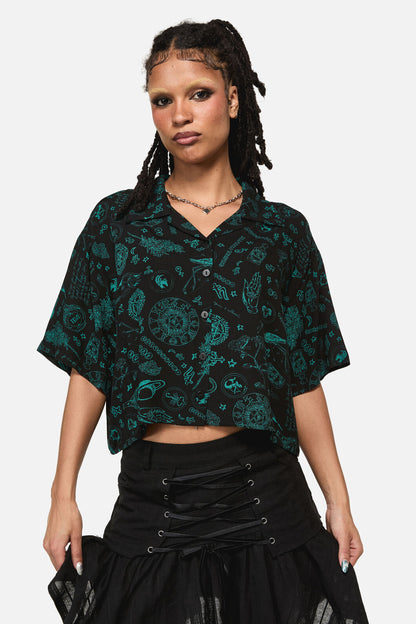 Black Friday - Spellbook Goth Print Blouse - black