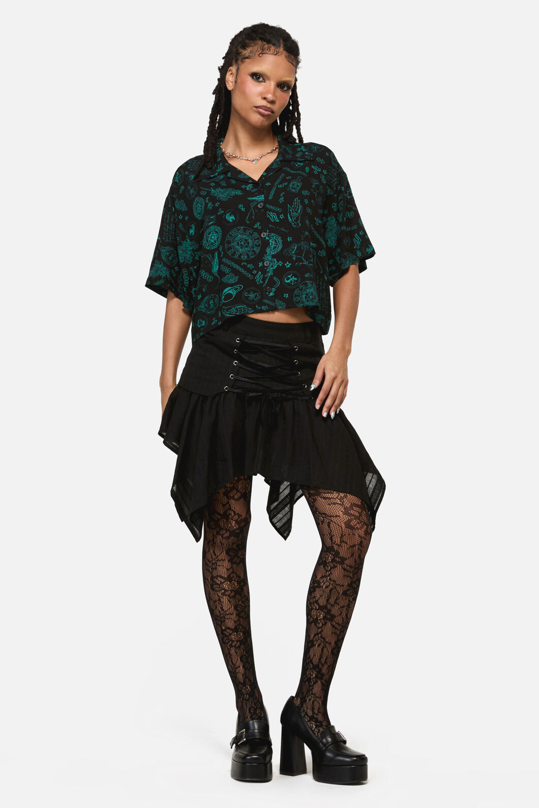 Black Friday - Spellbook Goth Print Blouse - black