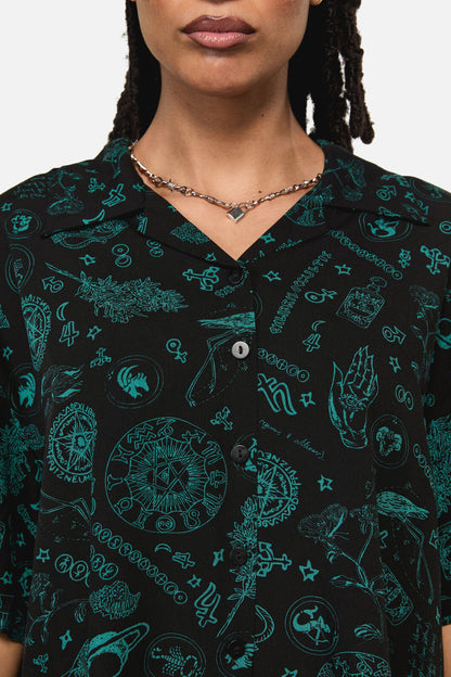 Black Friday - Spellbook Goth Print Blouse - black