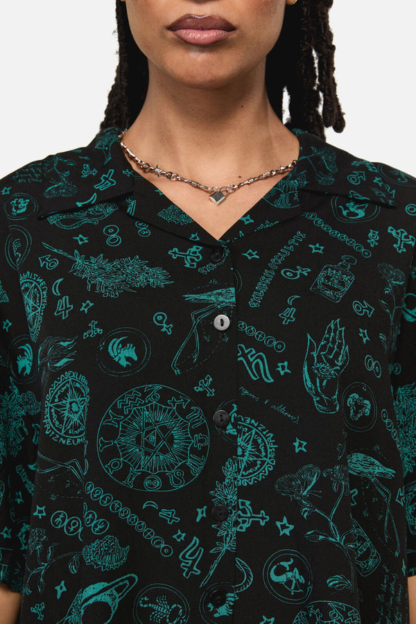 Black Friday - Spellbook Goth Print Blouse - black