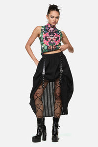 Black Friday - Witches Garden Goth Midi Skirt - black