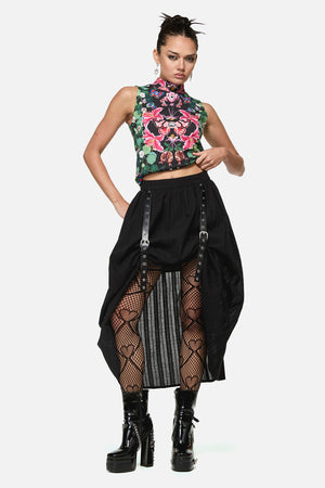 Black Friday - Witches Garden Goth Midi Skirt - black