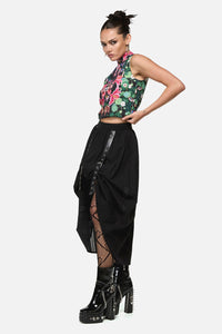 Black Friday - Witches Garden Goth Midi Skirt - black