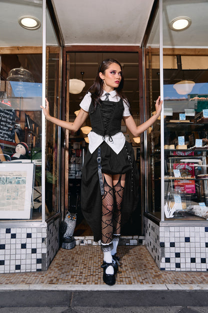 Black Friday - Witches Garden Goth Midi Skirt - black