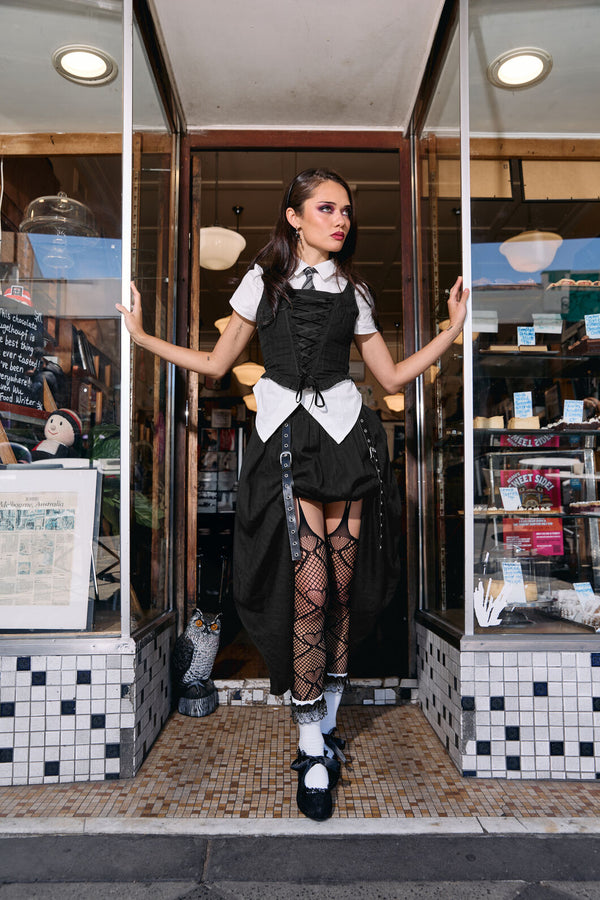 Black Friday - Witches Garden Goth Midi Skirt - black