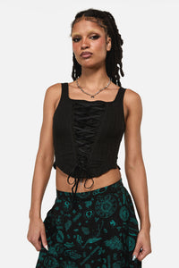 Black Friday - Witches Front Lace Corset - black