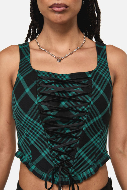 Black Friday - Conjuring Goth Tartan Corset - black