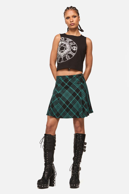 Black Friday - Conjuring Tartan Goth Skort - black-sage