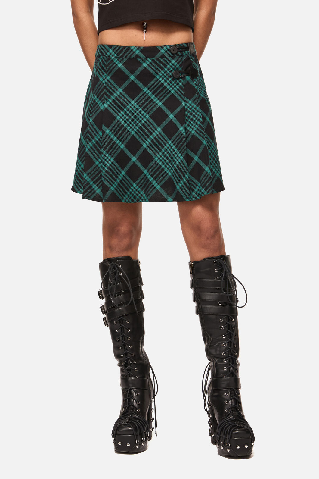 Black Friday - Conjuring Tartan Goth Skort - black-sage