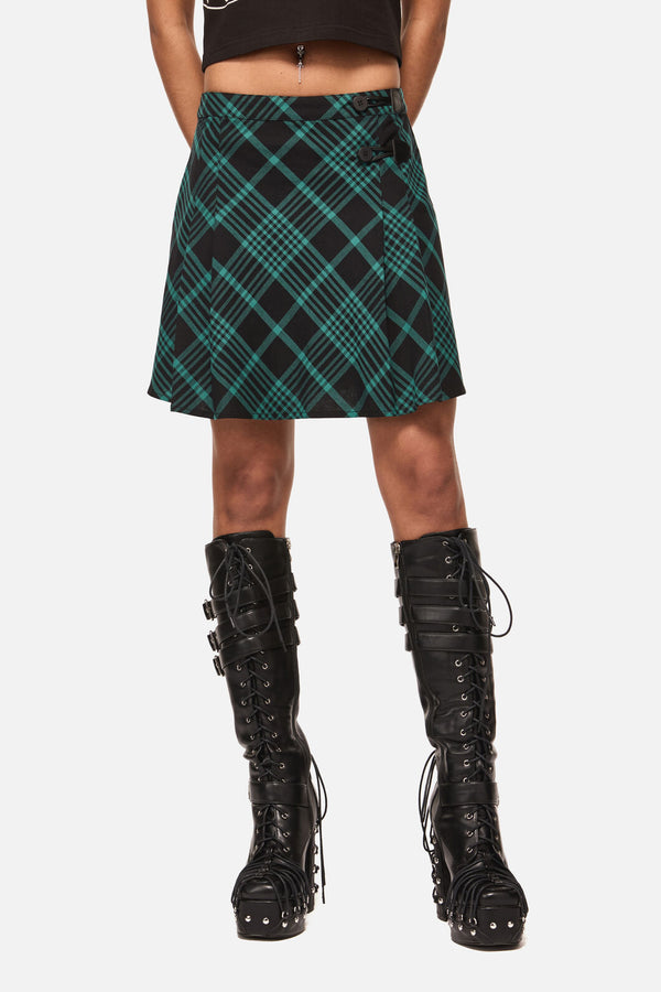 Black Friday - Conjuring Tartan Goth Skort - black-sage