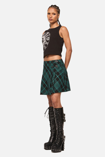 Black Friday - Conjuring Tartan Goth Skort - black-sage