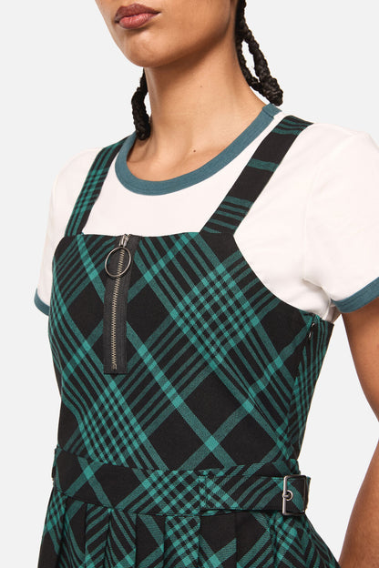 Black Friday - Conjuring Goth Tartan Pinafore - black-sage